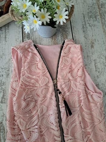 Robe dentelle rose fermeture éclair boucle strass