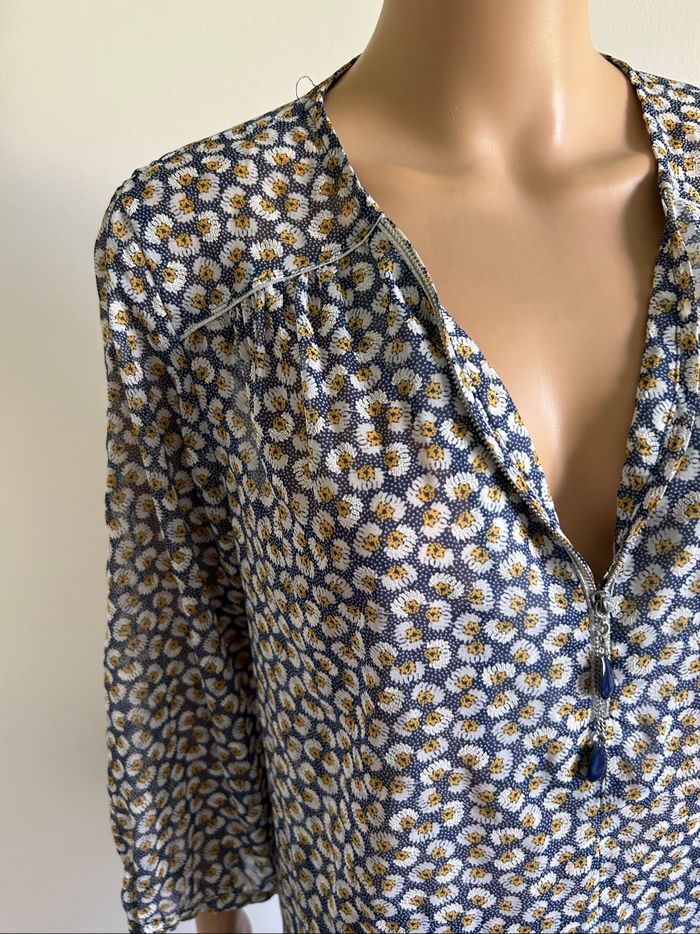 Blouse imprimée fleurie avec manches 3/4 Jacqueline Riu taille 42 comme neuve - photo numéro 4
