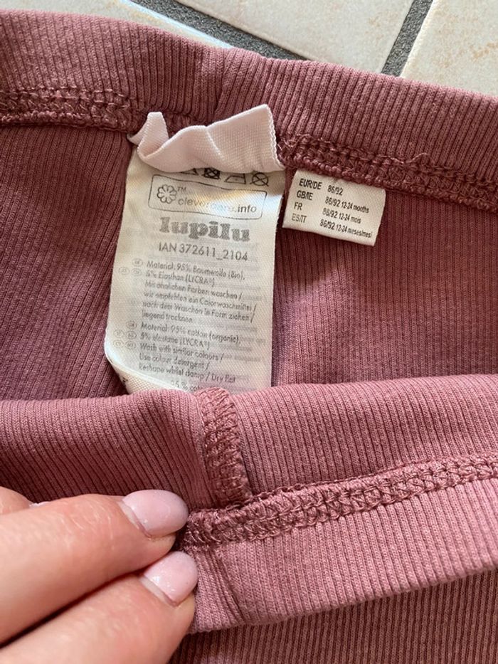 Legging côtelé fille Lupilu vieux rose 86 / 92 - photo numéro 3