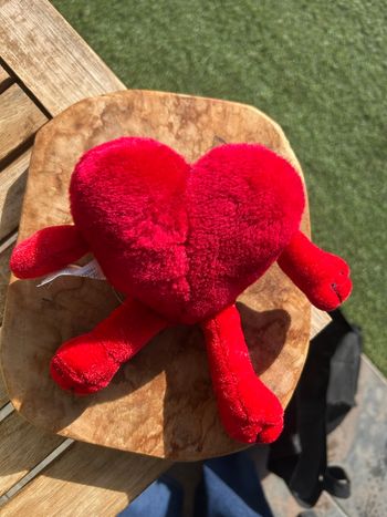 Peluche Cœur Souriante – Rouge vif