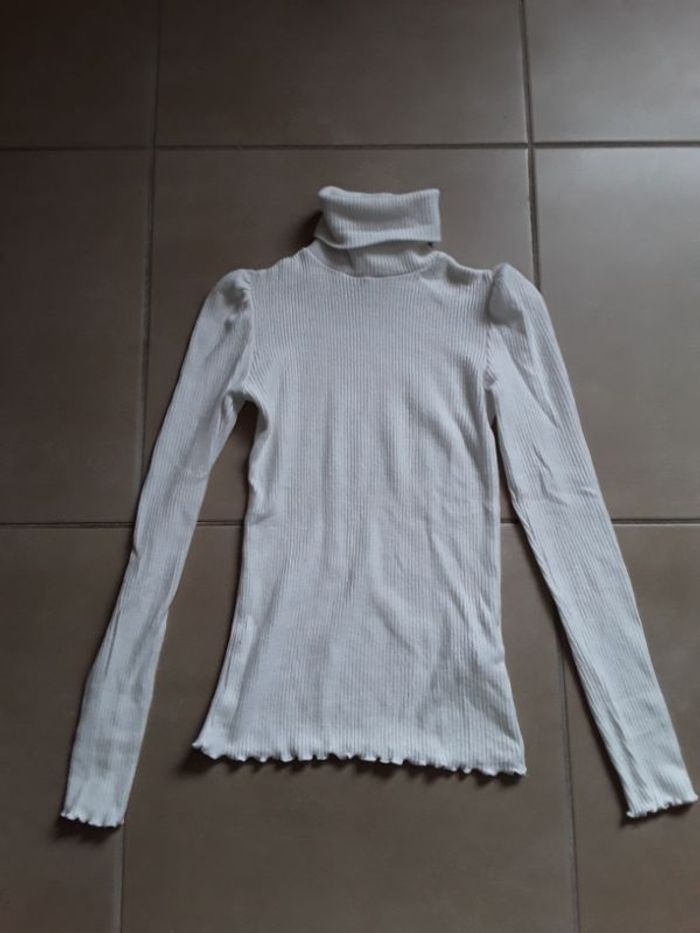 Pull col roulé blanc femme en S STRADIVARIUS TBE