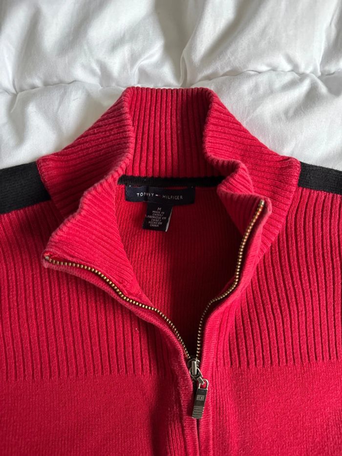 Pull zippé Tommy Hilfiger rouge femme - Taille M - photo numéro 2