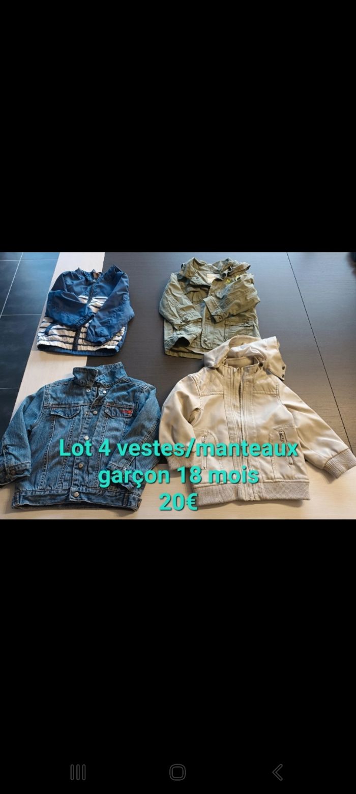 Lot 4 vestes/manteaux garçon 18mois