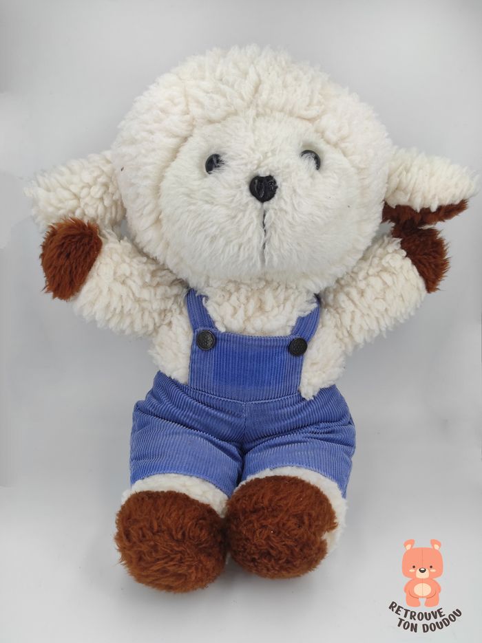 Peluche mouton blanc salopette Ajena