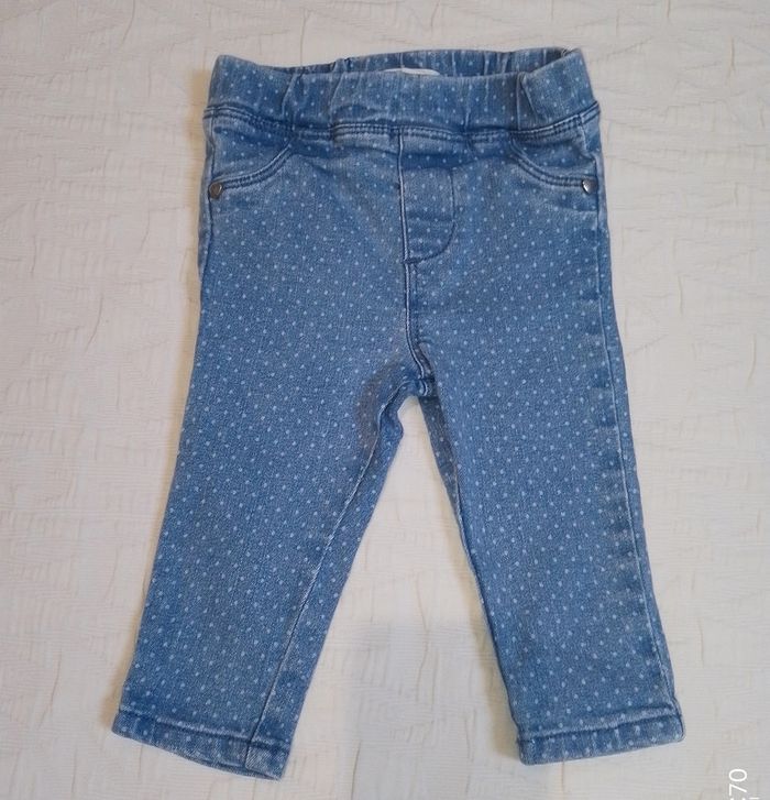 Du Pareil Au Même pantalon jean pois coeur 9 mois
