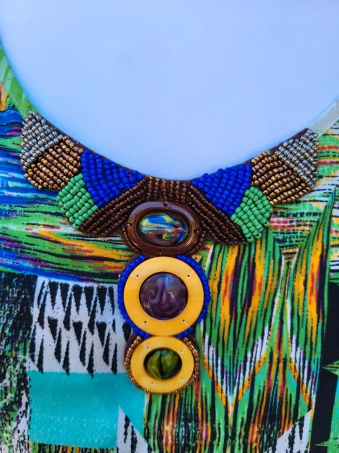 Blouse sans manche fluide ethnique ivoire multicolore taille 46 - photo numéro 7