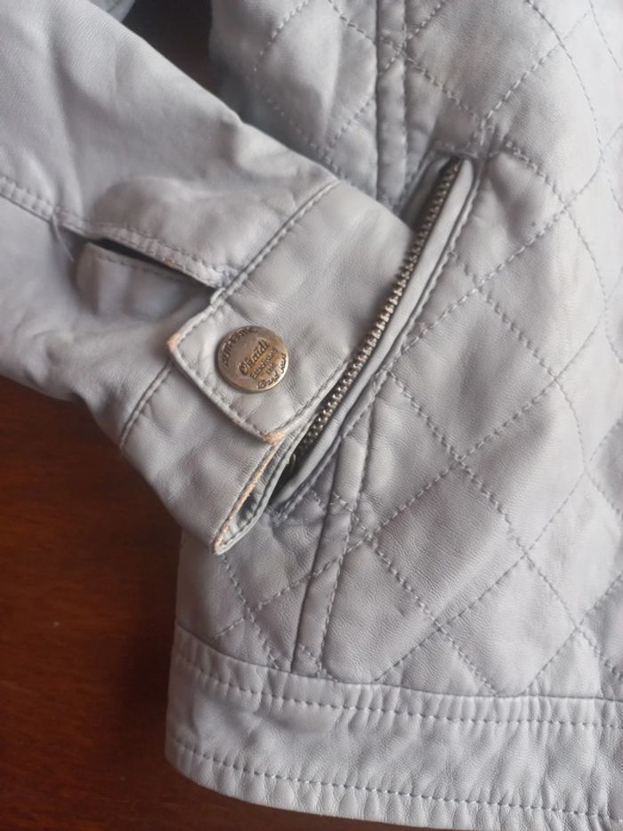 Veste cuir (simili) bleu ciel - photo numéro 4