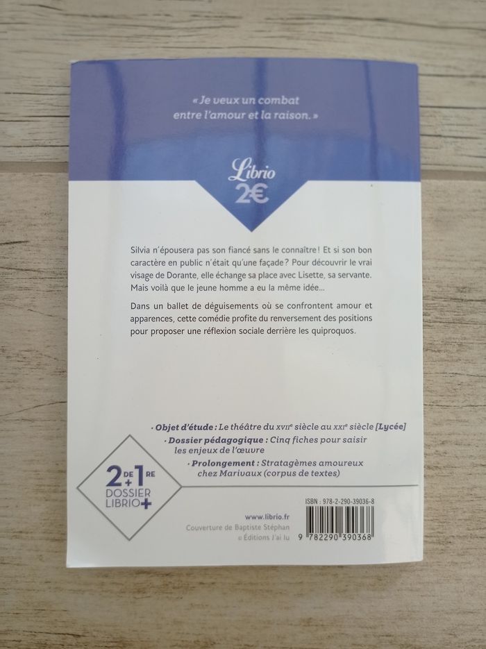 Le Jeu de l'amour et du Hasard - Marivaux Librio - photo numéro 2