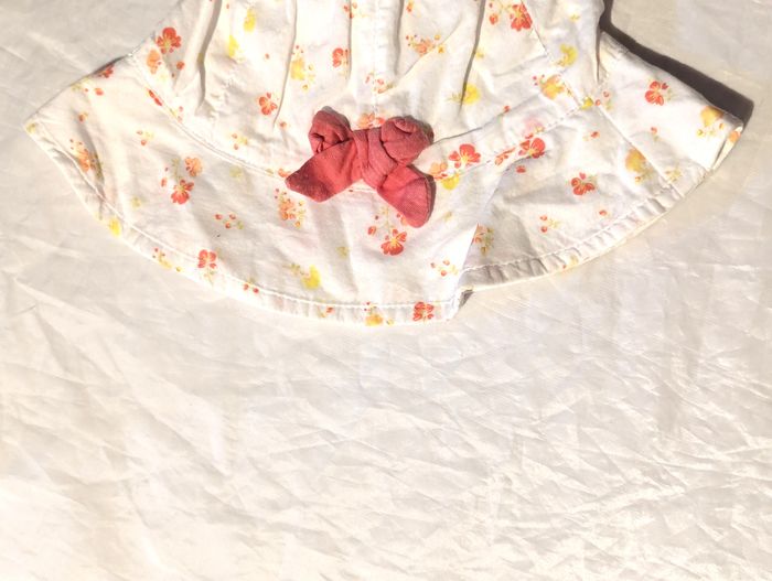 Chapeau Bob Blanc Flot Ruban Rose Motif Floral Fleurs Flore Vêtement Accessoire Petits Enfants Bébés - photo numéro 3