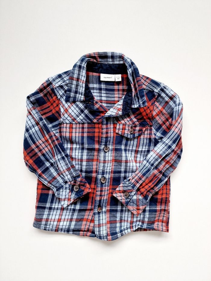Name It - Ensemble chemise à carreaux, manches longues + pantalon jean (12 mois) - photo numéro 2