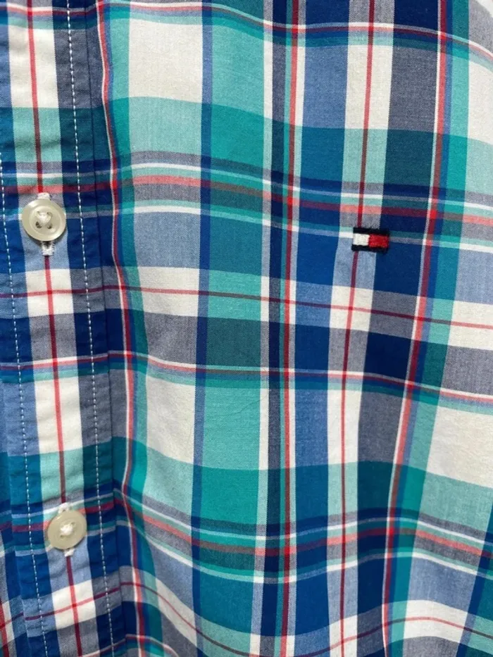 Chemise Tommy Hilfiger à manches longues checkered shirt blue Mens M - photo numéro 4