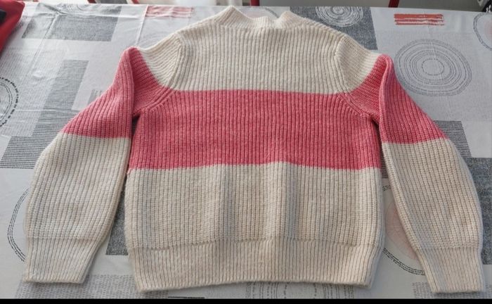 Pull rayé rose et blanc - photo numéro 3