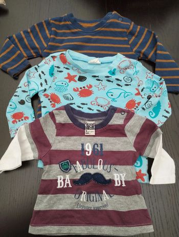 Lot de 3 tee-shirts 3 mois manches longues