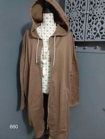 Manteau à Capuche Marron Grande Taille 56 – Chaud, Élégant et Confortable 🍂