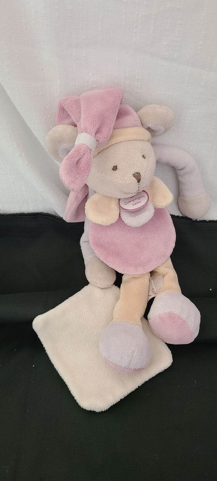 Doudou Lapin Marron Rose Mauve Vert Mouchoir Lila Mélis DOUDOU ET COMPAGNIE - photo numéro 4