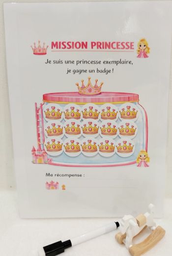 Mission Princesse – Tableau de motivation enfant réutilisable – Jeu éducatif