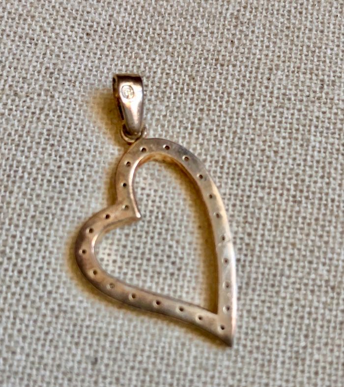 💜 Cœur en strass argenté & dorée pour pendentif vintage 💜 - photo numéro 3