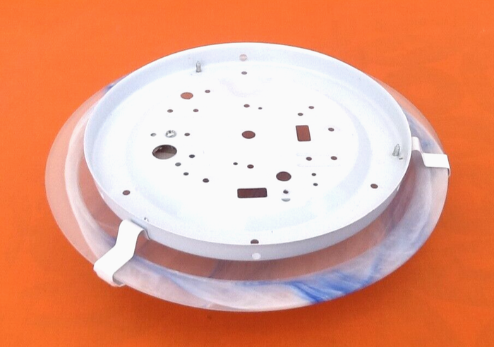 Applique murale / Plafonnier au design intemporel Couvercle verre bombé satiné à effet bleu marbré - photo numéro 6