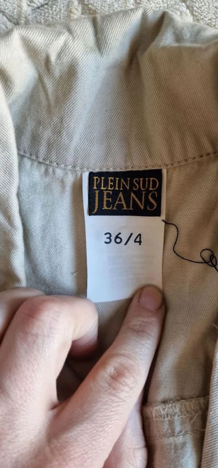 Veste en cotn sans manche Plein Sud esprit militaire beige taille 36 - photo numéro 3