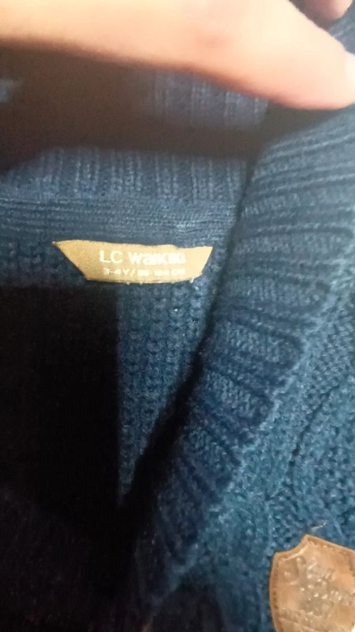 Gillet en laine bleu marine pour garçon taille 4 ans - photo numéro 2