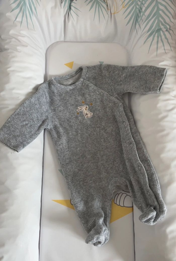 Pyjama bébé mixte gris lapin 1 mois - Kiabi