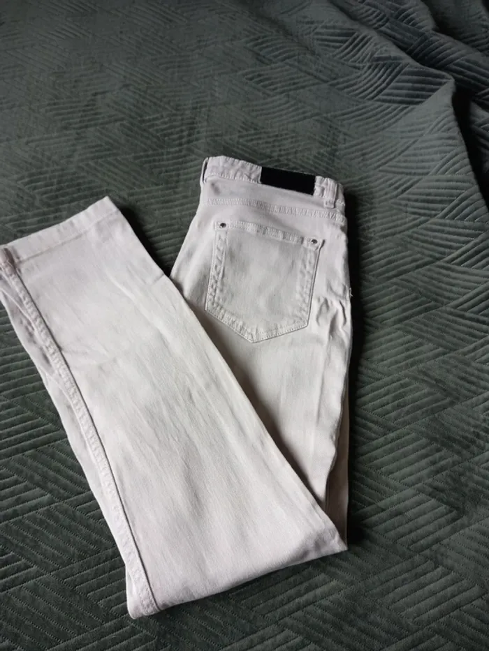 Pantalon jeans Crème élasthanne apostrophe