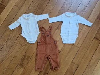 Ensemble salopette + bodies à col