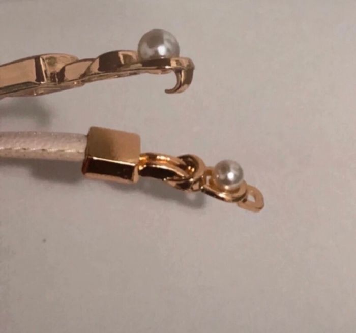 Ceinture fine chic couleur crème avec boucle dorée taille ajustable - photo numéro 4