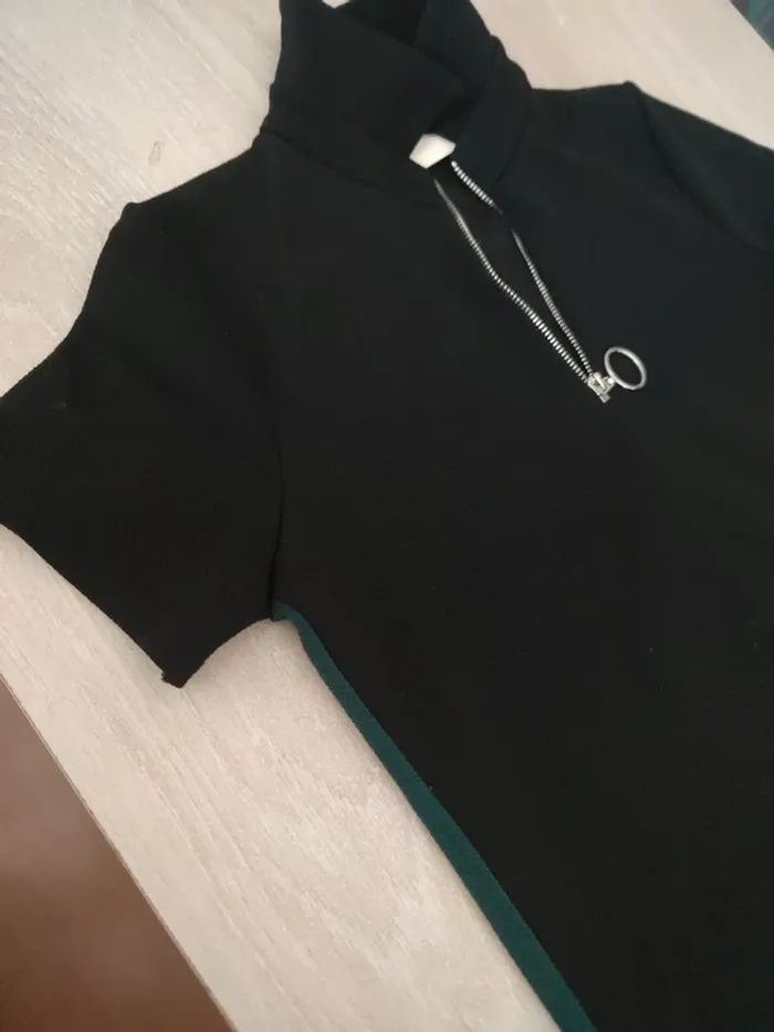 Robe noir bande verte zip col liberto xs - photo numéro 3