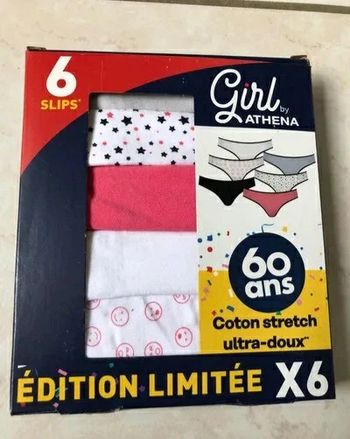 Lot de 6 slips fille Athena Girl by Athena taille 8 ans neufs ds emballage