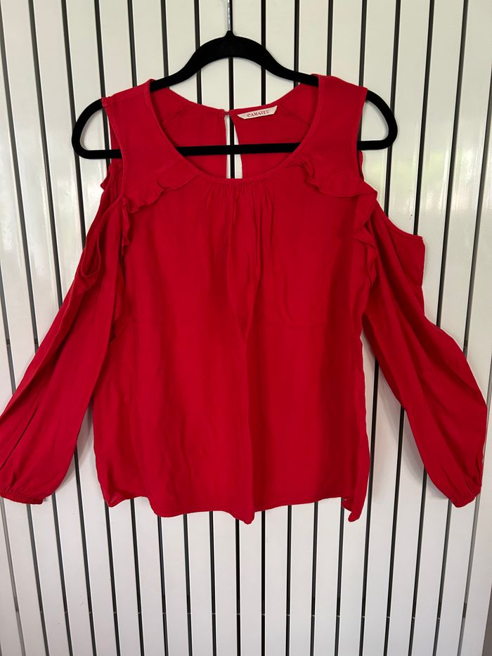 Blouse ml rouge, Camaïeu, taille 40