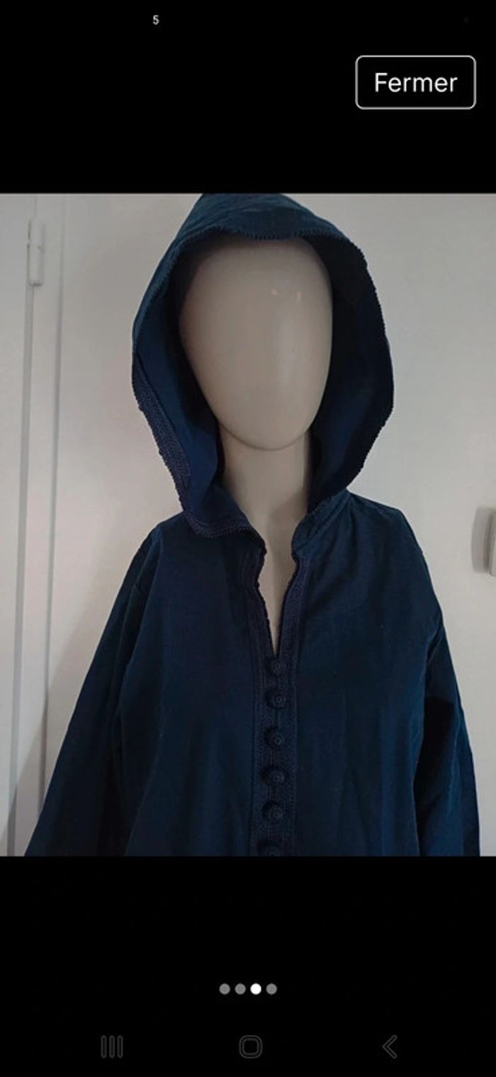 Jolie djellaba traditionnelle bleue marine - photo numéro 2