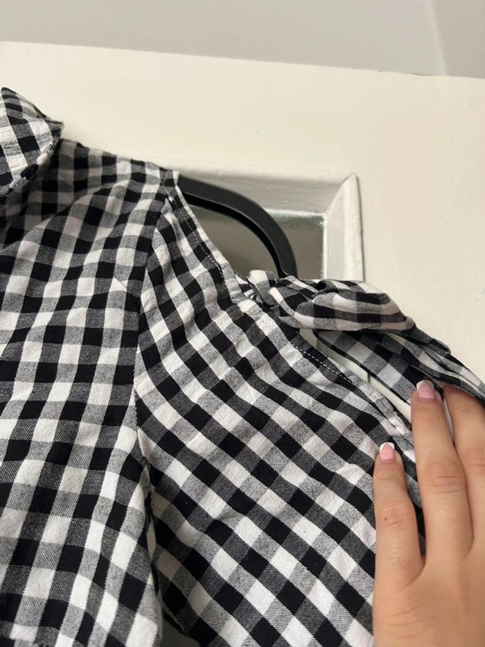 chemise femme à carreaux noir et blanc avec manche nouer Kiabi S neuf - photo numéro 5