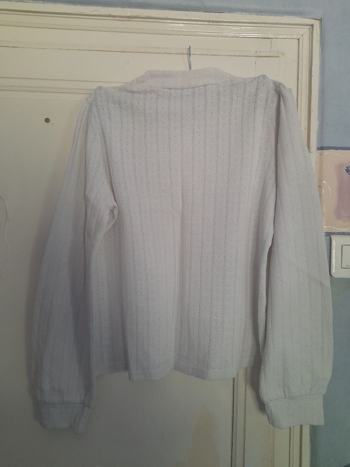 Haut/pull blanc en maille, marque Promod, taille M - photo numéro 2