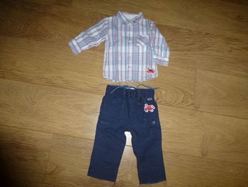 Ensemble pantalon + chemise rayée La compagnie des petits - 6 mois
