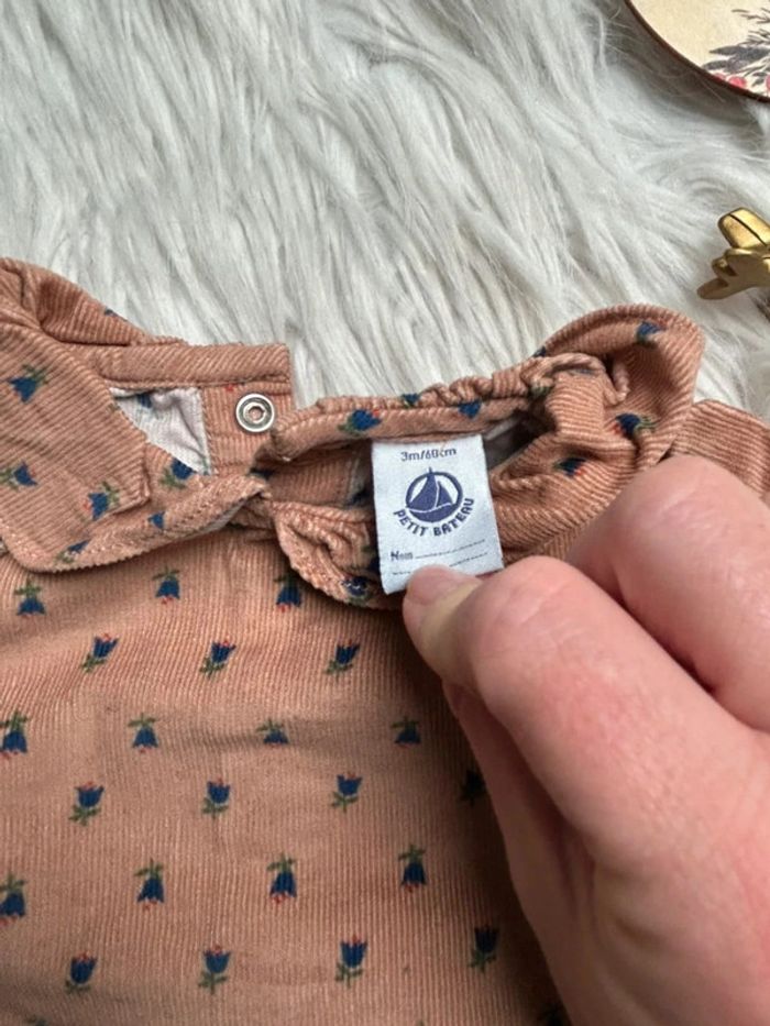 Blouse manches longues en velours - petite bateau 3 mois - photo numéro 4