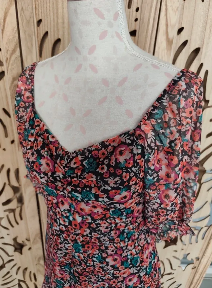 Robe imprimée fleurie col carré T L Trendyol - photo numéro 4