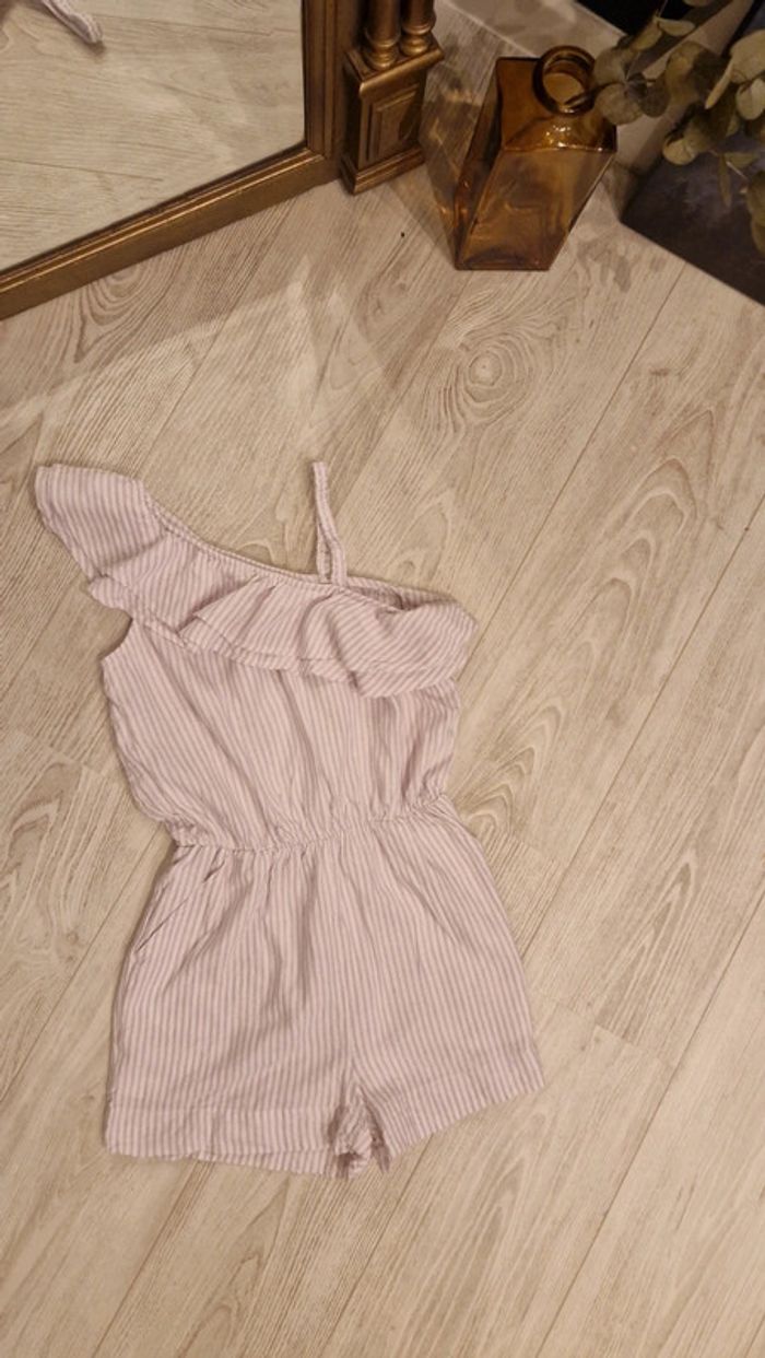 Combishort asymétrique chic en lin lila et blanc Kiabi 🌸12 ans