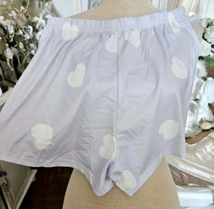 Pyjama short lila coeur blanc Taille S Neuf - photo numéro 4
