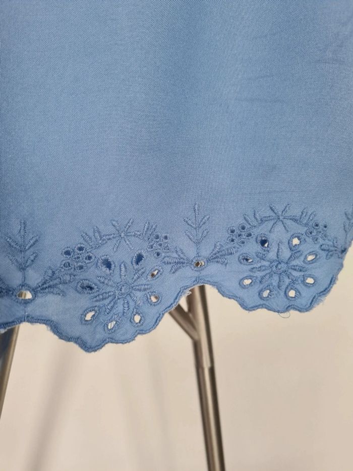 Haut débardeur femme broderie bleu indigo 38 - photo numéro 3