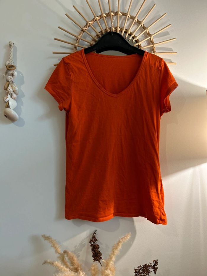 T-shirt en coton, orange, corail, mango - photo numéro 8