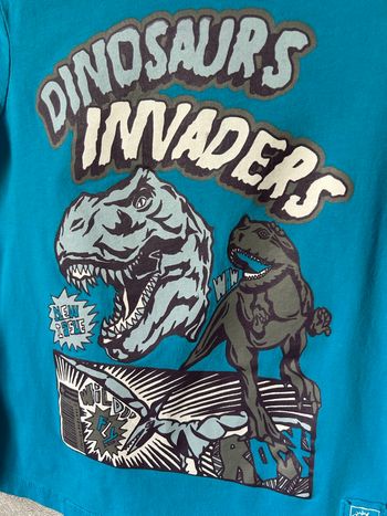 T-shirt bleu dinosaures 8 ans Kiabi vintage 