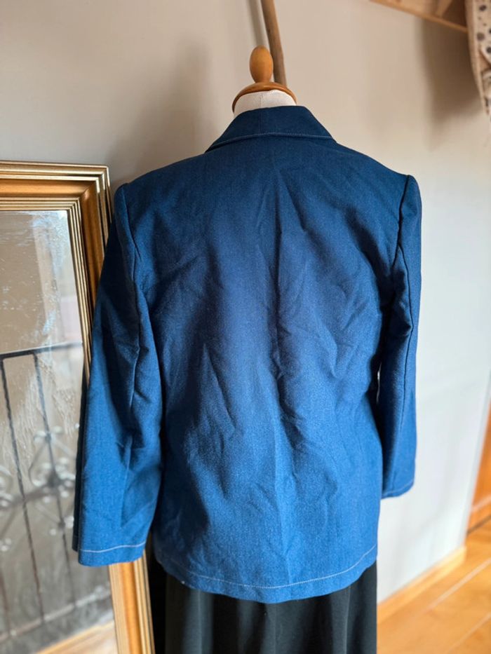 Surchemise Veste Bleu Epaisse Vintage Karting Années 80 90 - photo numéro 5