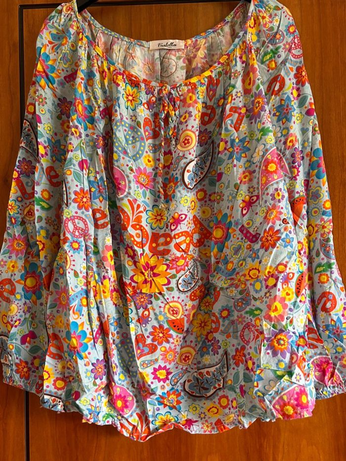 Blouse manches longues multicolore taille unique Farfalla