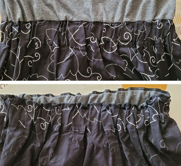 Play Robe TFr38/TM-Noir & Gris- MC-Bi-matières Jersey et Tissu Imprimé- Taille élastiquée enTBE - photo numéro 8