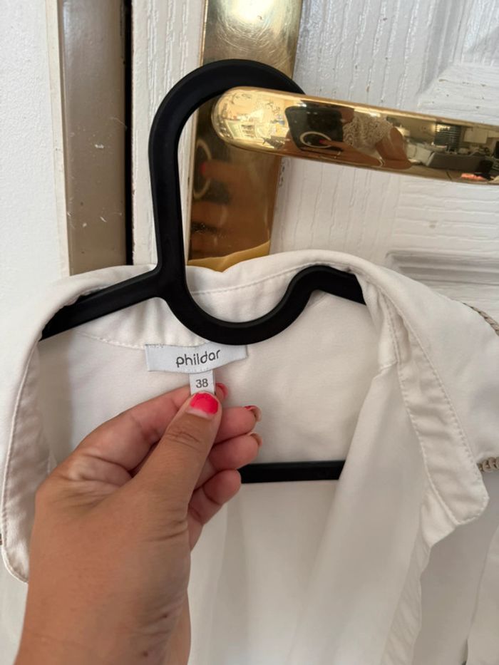 Chemisier blanc femme avec sequin doré phildar 38 - photo numéro 2