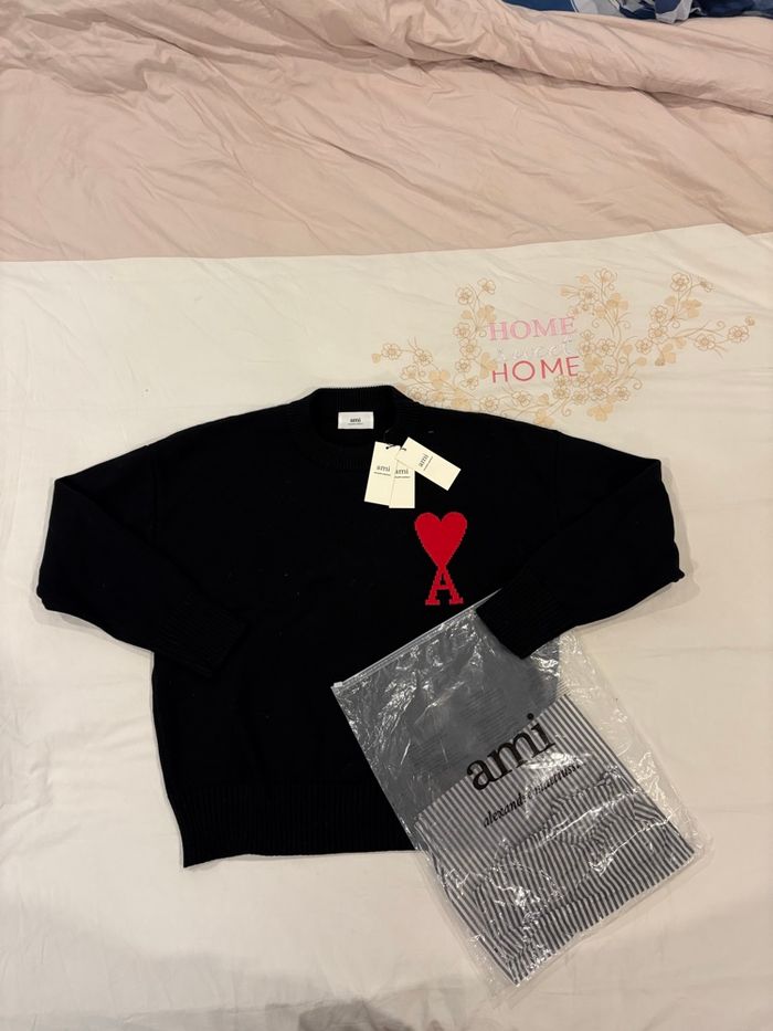 Pull AMI Paris Noir Taille L - photo numéro 2