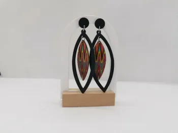 Paire de boucles d'oreille ovales motifs aztèques