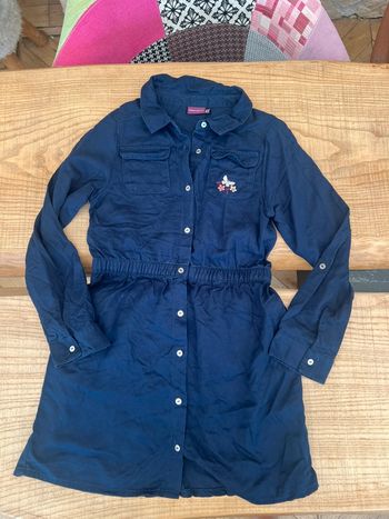 Robe en jean sergent major fleurs 10 ans manches longues printemps automne