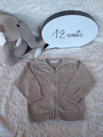 Gilet zippé Garçon 12 mois Kitchoun 100% coton